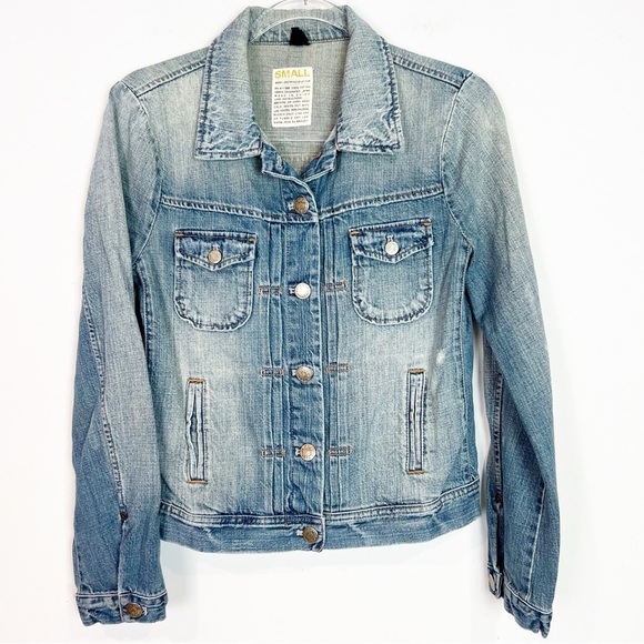 J. CREW BUTTON FRONT CLASSIC DENIM JEAN TRUCKER JACKET WOMENS SMALL - Picture 9 of 9